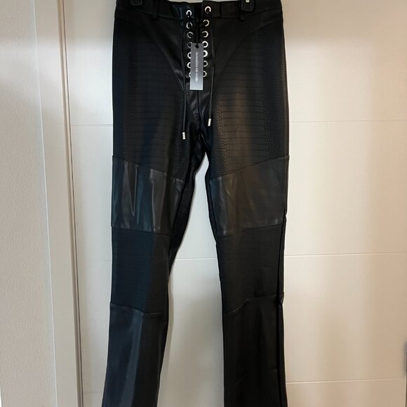 Maniere De Voir Pants | Lace Up Leather Black Pants | Color: Black | Size: 8 - Picture 5 of 7